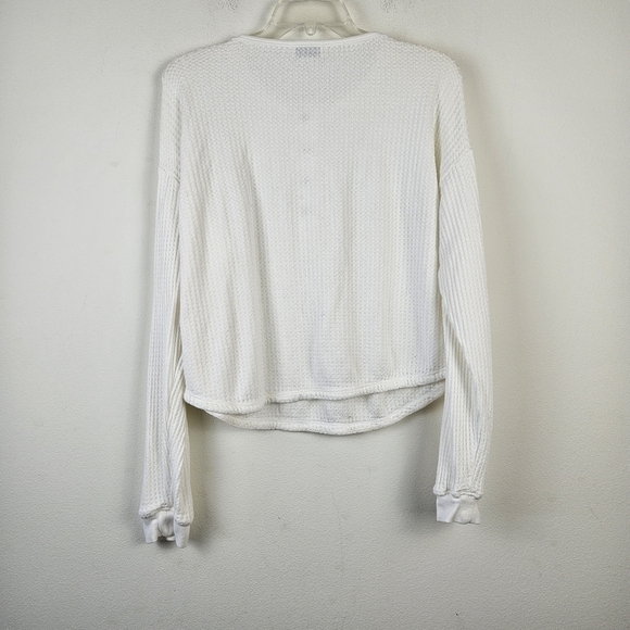 ANINE BING Textured Henley Top In White Size Small - Picture 8 of 10